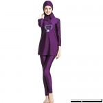Mr Lin123 Conservative Full Cover Muslim Ladies Swimsuit Beachwear Islamic Swimming Hijab for Girls Purple B07BRZDLH3
